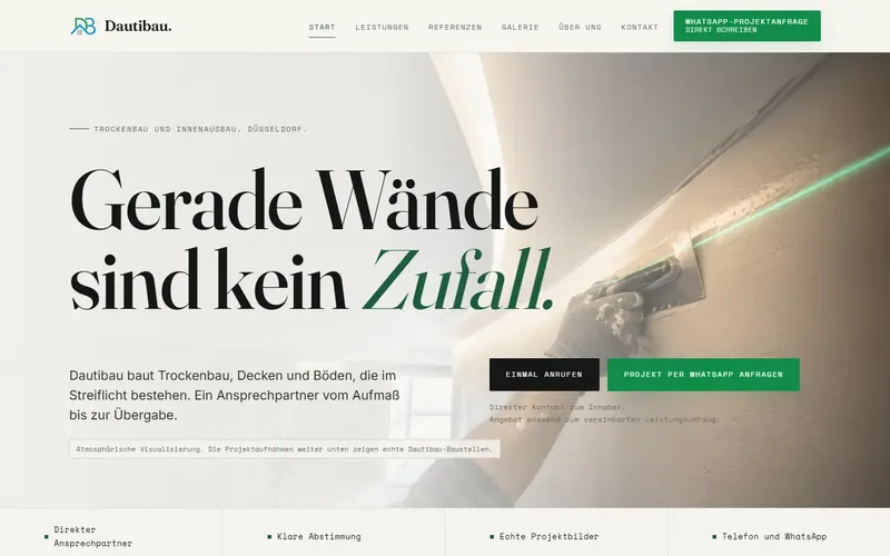 Startseite der neuen Dautibau-Website am Laptop
