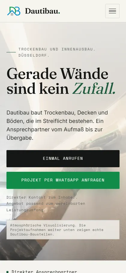 Dautibau-Website auf dem Smartphone